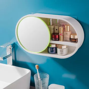 Banyo Organizatör Raf Ayna İle Şampuan Kozmetik Depolama Raf Duvara Monte Raf Ev Eşyaları Banyo Aksesuarları