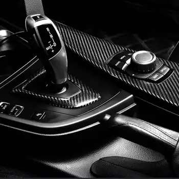 BMW 3 4 Serisi için 3GT F20 F30 F31 F32 F34 F36 Karbon Fiber İç modifikasyon Dişli Paneli kapak trim Araba iç Çıkartmalar
