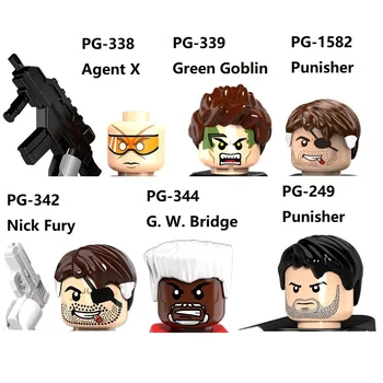 PG8096 Süper Kahraman X-men Yeşil Goblin Bane Nick Fury Punisher Ajan X G. W. köprü Yapı Taşları Mini aksiyon figürü oyuncakları