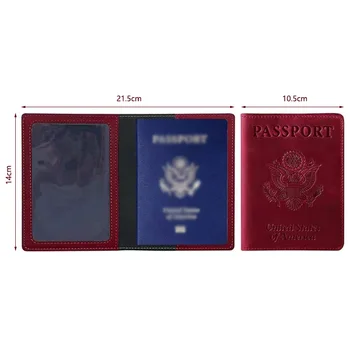 1 ADET Amerikan PU Deri Pasaport Çantası Amerikan kadın erkek Pasaport Çantası Moda Seyahat evrak çantası Pasaport Kılıfı