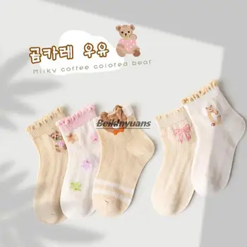 Bahar çocuk çorap örgü Şen ayı bebek pamuk çorap taze ve nefes tekne çorap erkek ve kız için