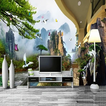Özel Boyut 3D Puslu Orman Doğa Manzara Villa Fotoğraf Duvar Kağıdı Yatak Odası Oturma Odası TV Arka Plan duvar resmi Ev Dekor