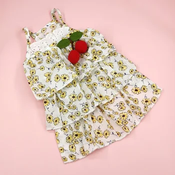 Küçük Köpek Etek Yaz Bahar Kedi Moda Çiçek Yelek Pet Tatlı Prenses Elbise Köpek tasarımcı kıyafetleri Kaniş Pomeranian Yorkie