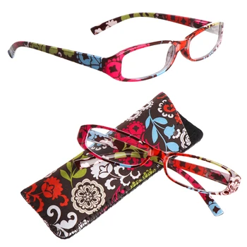 Yeni Moda Kadınlar okuma gözlüğü Eşleşen Kılıfı Çiçek Baskı Reçine Okuma Gözlükleri Büyüteç Presbiyopik Gözlük + 1.0~ + 4.0