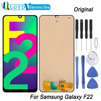 Orijinal Süper AMOLED Malzeme LCD Ekran ve Sayısallaştırıcı Tam Meclisi Samsung Galaxy F22