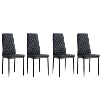 4 Kişilik yemek sandalyesi seti, Yemek Sandalyeleri Kolsuz Yemek / Oturma Odası Mutfak Sandalyeleri Yüksek Sırtlı PU Deri Döşemeli Koltuk