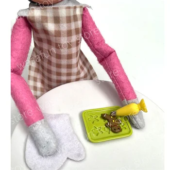 Elf Bebek Prop Pişirme Önlük Dollhouse Minyatür Aksesuarları Mini Plaka Dollhouse Minyatür Pişirme Tepsisi Bebek için seramik karo