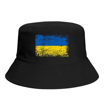 Ukrayna Bayrağı Kiev Doğu Ukrayna Unisex Kova Şapka Plaj Katlanabilir Kalın Panama Kap Vizör güneş şapkaları Balıkçı Kapaklar