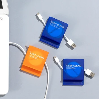 2 adet Kulaklık ve Kablo Sarıcı Organizatör Sarma Kulaklık ve Kabloları Seyahat, kablo düzenleyici USB Tutucu, Mavi, Turuncu