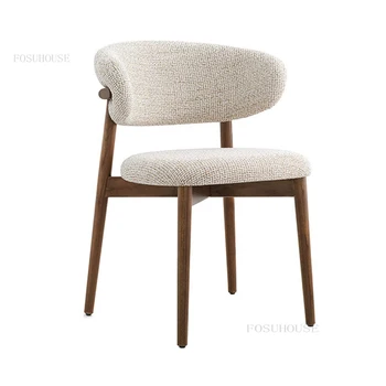 Masif ahşap yemek sandalyeleri mutfak için Modern Minimalist ışık lüks tasarımcı deri Yemek Sandalyesi eğlence arkalığı sandalyeler