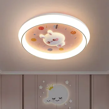 Modern çocuk yatak odası LED tavan lambası basit oturma fuaye kız Prenses odası İskandinav karikatür tavşan tavan ışık fikstürleri