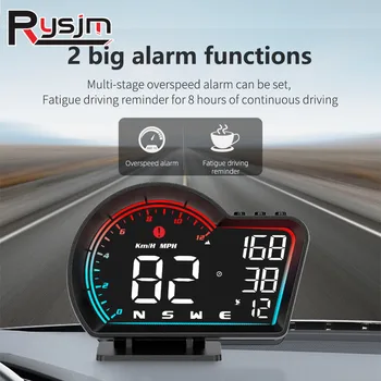 HD Araba Head Up Ekran Dijital Araba GPS Kilometre Kilometre Sayacı Aşırı Hız Alarmı Yorgunluk Sürüş Alarmı G16 HUD Araba Aksesuarları