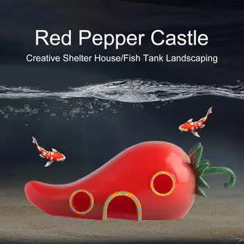 Canlı Kırmızı Biber Balık Tankı Süs Sevimli Gerçekçi Biber Akvaryum Peyzaj Dekorasyon Aksesuarları Hediyeler