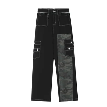 LACIBLE Çok Cepler Siyah Kot 2023 Yeni Varış Streetwear Denim uzun pantolon Erkekler Kadınlar Açık Tatil günlük kot Pantolon