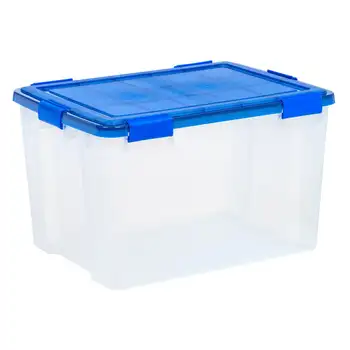 Mavi Kapaklı 74 Quart WeatherPro™ Conta Şeffaf Plastik Saklama Kutusu