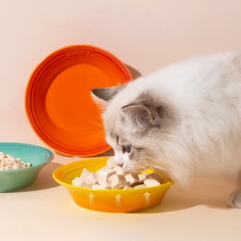 8 Renkler Kedi Kase Yavru Köpekler Gıda Su Besleyiciler Seramik Pet Içme Yeme Besleme Çanak Plaka