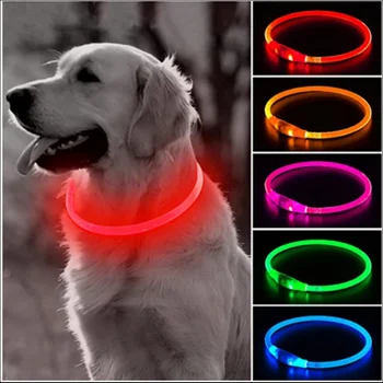 Led ışık köpek tasması Ayrılabilir Parlayan USB Şarj Aydınlık Tasma Büyük Kedi Yaka Küçük Parlak Labrador Evcil Köpek Ürünleri