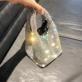 Kolu Rhinestones Akşam el çantası Çantalar ve çanta lüks Tasarımcı hobo omuzdan askili çanta Parlak Kristal Debriyaj çanta kova çanta