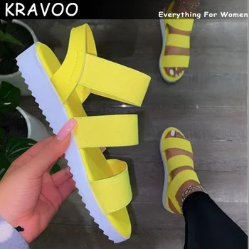 KRAVOO Rahat Kalın BottomSlippers Kadın Ayakkabı Comefortable Kadın Sandalet Yeni Moda plaj terlikleri Kadınlar için 2023 Bayanlar