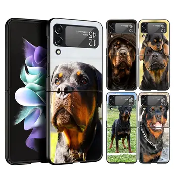 Rottweiler Köpek Telefon samsung kılıfı Galaxy Z Flip 3 4 5G katlanır kabuk Samsung Z Flip3 Flip4 Sert PC Fundas Tampon Kapak