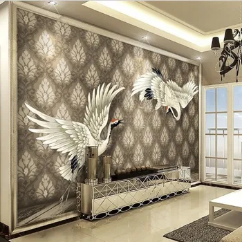 wellyu Özel büyük fresk Şam Continental desen Vinç 3d TV arka plan duvar kağıdı papel de parede para quarto