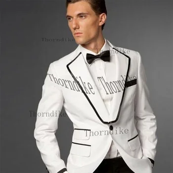 Thorndike 2022 Özel Erkek Takım Elbise Çentik Yaka günlük giysi Erkek 2 Parça Set Resmi Blazer Pantolon Kostüm Düğün İçin