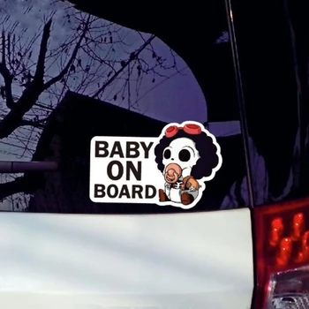 Aliauto Dikkat İşareti Araba Sticker Kafatası Bebek Oto-styling Karikatür Moda PVC Çıkartması Güneş Koruyucu Kapak Çizikler,16cm*11cm