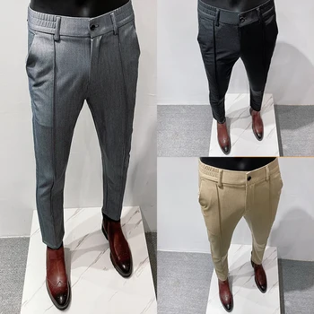 Yüksek Elastik erkek Takım Elbise Pantolon 2023 Bahar Yeni Resmi İş Ofis Sosyal Pantolon Yüksek Kalite Moda Çok Yönlü Parti Seti Pantolon