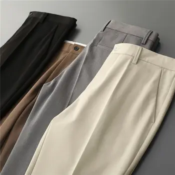 Erkek Takım Elbise Pantolon 2023 Streetwear Modası Klasik Basit Casual Slim Fit Kore Tarzı Düz Pantolon Örtü Ofis Pantolon H170