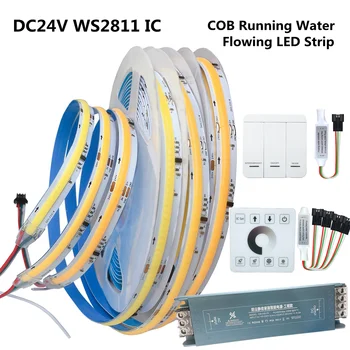 Akan su akan LED şerit ışık DC24V WS2811 IC at yarışı esnek şerit lamba + Panel Denetleyici 360 leds/m 20 m tam Set