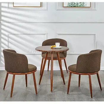 Iskandinav taklit katı ahşap müzakere yemek masası ve sandalye kombinasyonu modern basit küçük aile yaratıcı eğlence yuvarlak