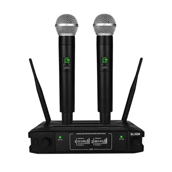 Karaoke Düğün için Mikrofon Sistemi Çift UHF Kablosuz Dinamik Mikrofon