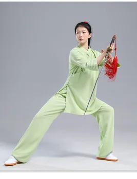 Yaz Tai Chi Giysileri Wushu Giyim Kung Fu Elbise Dövüş sanatı Üniforma Nefes 2022 Yeni Stil Yedi Çeyrek Kollu