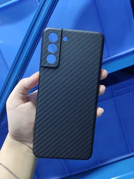 Galaxy S21FE durumda karbon fiber ultra ince Aramid elyaf telefon kılıfı siyah Lens koruma Telefon kapak için Galaxy S21FE