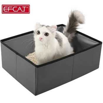 EFCAT Basit Kedi kum kabı Su Geçirmez Katlanabilir Açık Kamp Taşınabilir Pet Kedi Seyahat Tuvalet