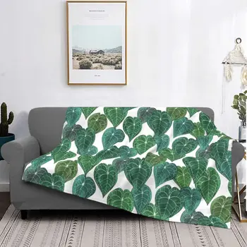 Antoryum Clarinervium Yaprakları Battaniye Tropikal Sanat Pazen Harika Nefes Atmak Battaniye Yatak Salonu Sonbahar / Kış