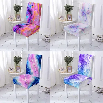 Renk Dalgalanma Desen sandalye kılıfı Elastik Sandalye Slipcover Çıkarılabilir Yıkanabilir Koltuk Kılıfı Yemek Odası Dekor İçin Ev aksesuarları