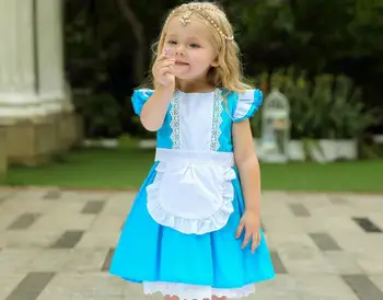 2020 Yeni Alice İn Wonderland Kostüm Çocuklar Prenses Elbise Hizmetçi Önlük Elbise Cosplay Karnaval Cadılar Bayramı parti giysileri Çocuk