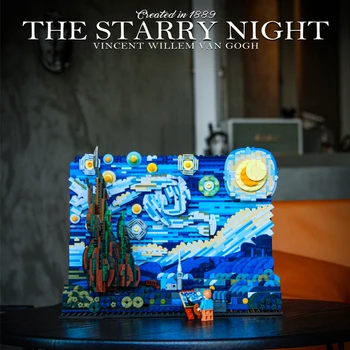 Yıldızlı Gece MOC DK3001 Gökyüzü Sanat Boyama Vincent Yapı Taşları Tuğla Sanat Yaratıcı Modeli Koleksiyonu Oyuncak Hediye Erkek Kız