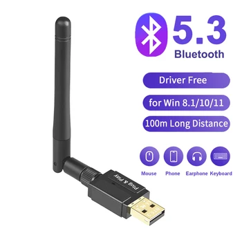 Bluetooth 5.3 Adaptörü Kablosuz kablosuz AV alıcısı-vericisi Alıcı USB Dongle için Anten ile Windows 10/11 Fare Klavye Hoparlör