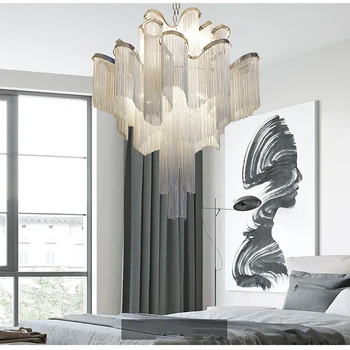 Iskandinav kişilik kolye ışıkları zincir püskül lamba ev dekorasyon yatak odası oturma odası Led kolye ışık lüks iç mekan aydınlatması