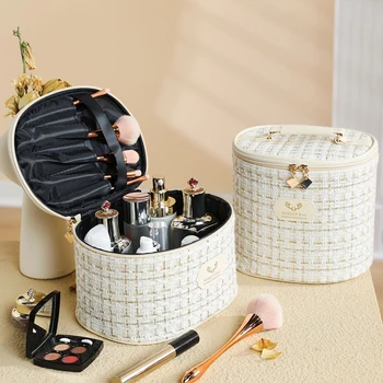 Zarif Makyaj Çantaları Taşınabilir Kadın Kozmetik Çantası Makyaj Depolama seyahat el çantası Banyo Organizatör Cosmetiquera Para Maquillaje