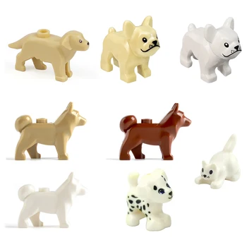 LEGO İle uyumlu Hayvanlar MOC Yapı Taşları Aile Pet Tuğla Oyuncaklar Golden Retriever / Fransız Dou Köpek / Benekli Köpek
