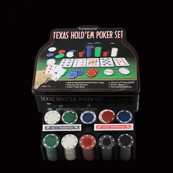 LANDER 200 ADET Poker Cips Taşınabilir Texas Hold'em Seti 4g ABS Eğlence 2 Poker Teneke kutu tahtası Oyunu Yetişkin Kumar