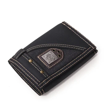 Naylon Vintage Erkekler üç katlı cüzdan Yüksek Kaliteli Fermuar Genç Kısa Tasarım kart tutucu Cepler Erkek bozuk para cüzdanı