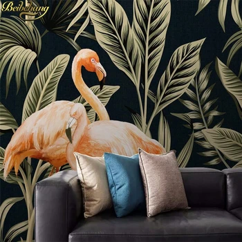 beibehang Özel Tropikal bitki flamingo duvar kağıdı yatak odası duvarları için arka plan fotoğraf duvar 3D duvar kağıdı dekoratif boyama