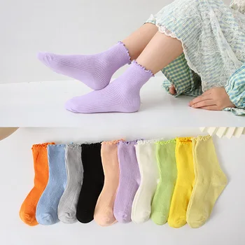 Orta Çorap Düz Renk Çocuk Çorap Şeker Renk Bebek Çorap Çift İğne Çekmece Çocuk Çorap Dört Mevsim erkek ve kadın çorap