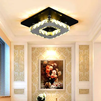 12 W kristal tavan ışık kapalı kare kristal lamba sağlam 90-260 V oturma odası ofis yatak odası LED tavan ışık aydınlatma