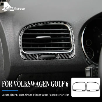 Gerçek Karbon Fiber Araba Klima Çıkış Paneli Volkswagen VW Golf 6 için MK6 GTI R Aksesuarları Sticker İç Trim