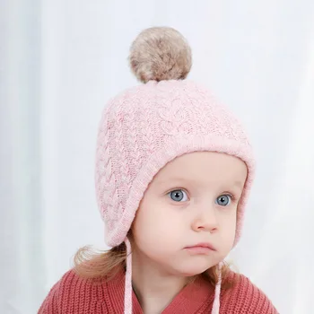Yeni Pamuk Kadife Bebek Kız Şapka Bebek Kapaklar Topu Kaşmir Örme Earmuffs Şapka Sonbahar Kış Türban Şapkalar saç aksesuarları